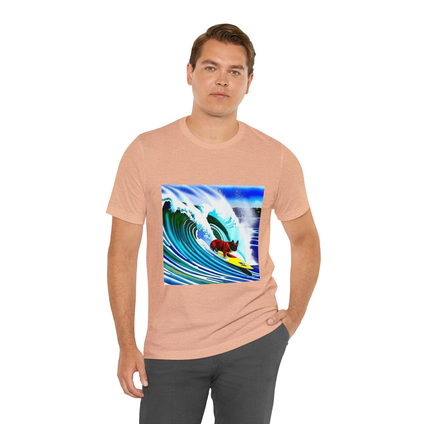 Surfing Frenchie Unisex Jersey Short Sleeve Tee