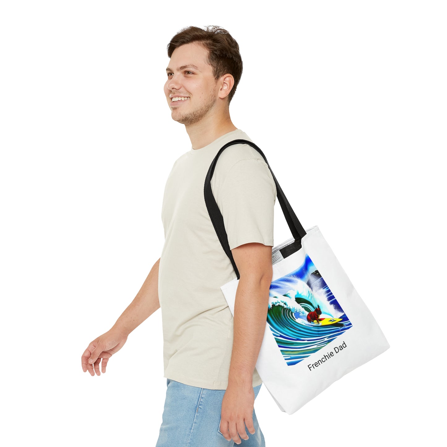 Surfing Frenchie/Frenchie Dad Tote Bag (AOP)