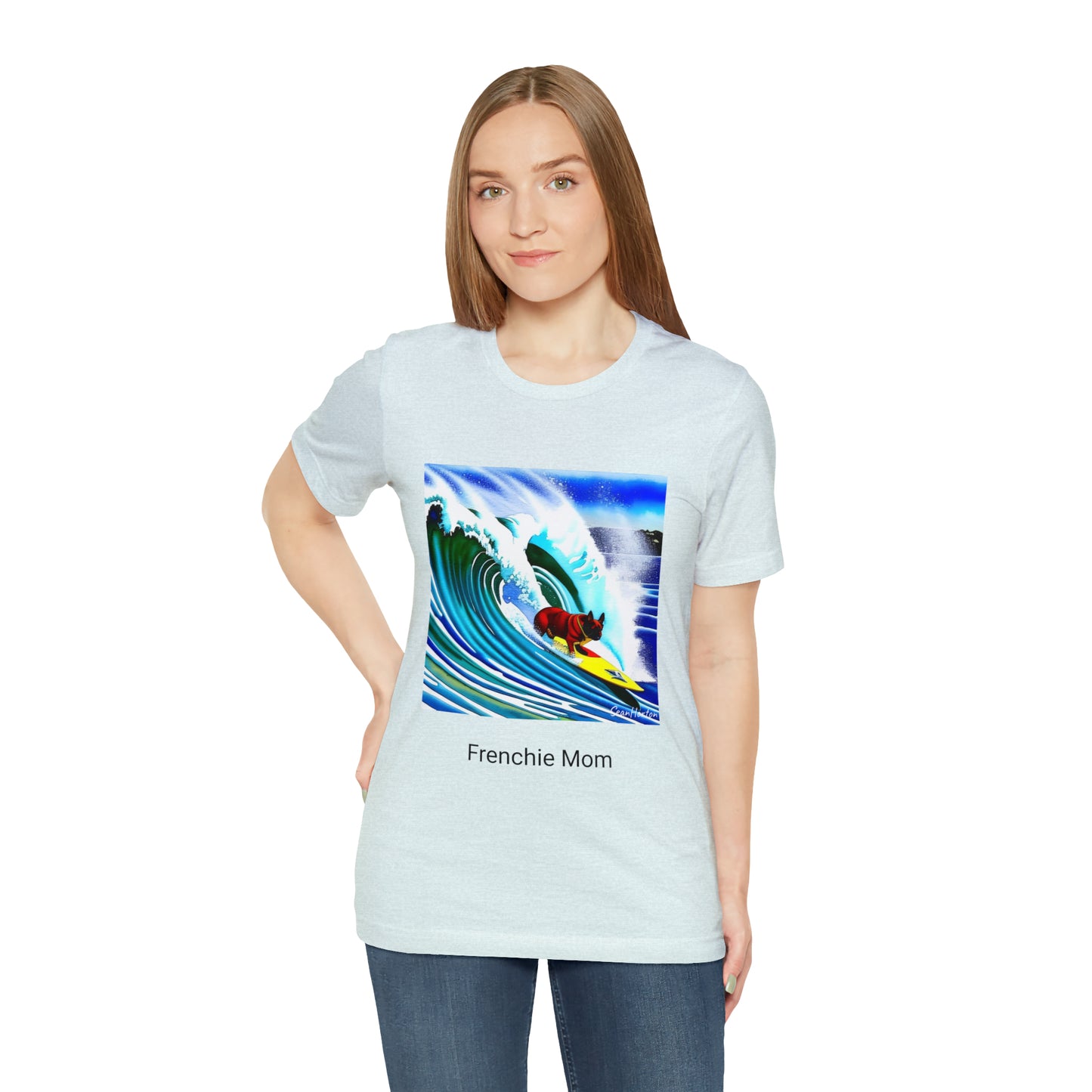 Surfing Frenchie/Frenchie Mom Unisex Jersey Short Sleeve Tee