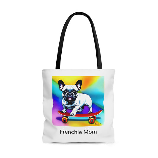 Frenchie on a Skateboard #3/Frenchie Mom Tote Bag (AOP)