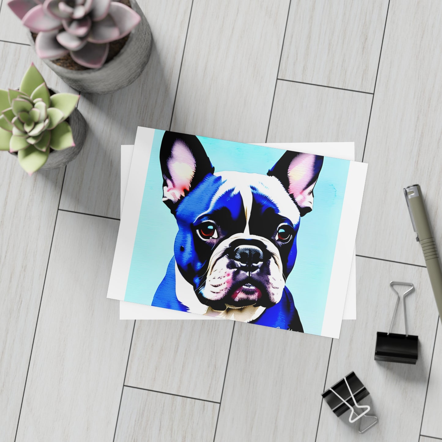 Blue Frenchie Postcard Bundles (envelopes included)