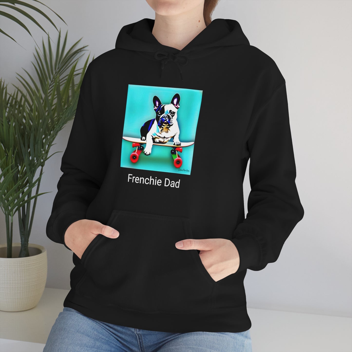 Frenchie on a Skateboard/Frenchie Dad Unisex Heavy Blend™ Hooded Sweatshirt