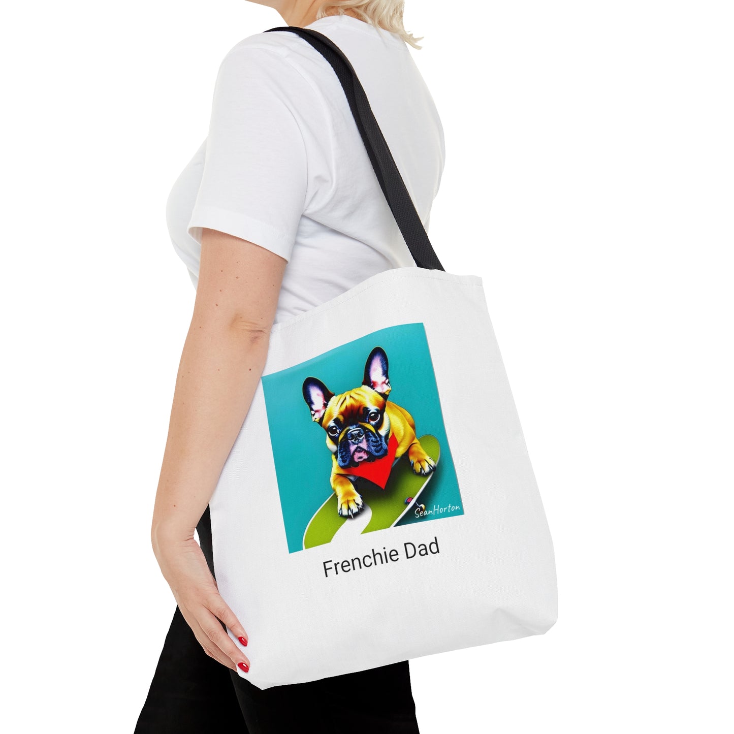 Frenchie on a Skateboard #2/Frenchie Dad Tote Bag (AOP)