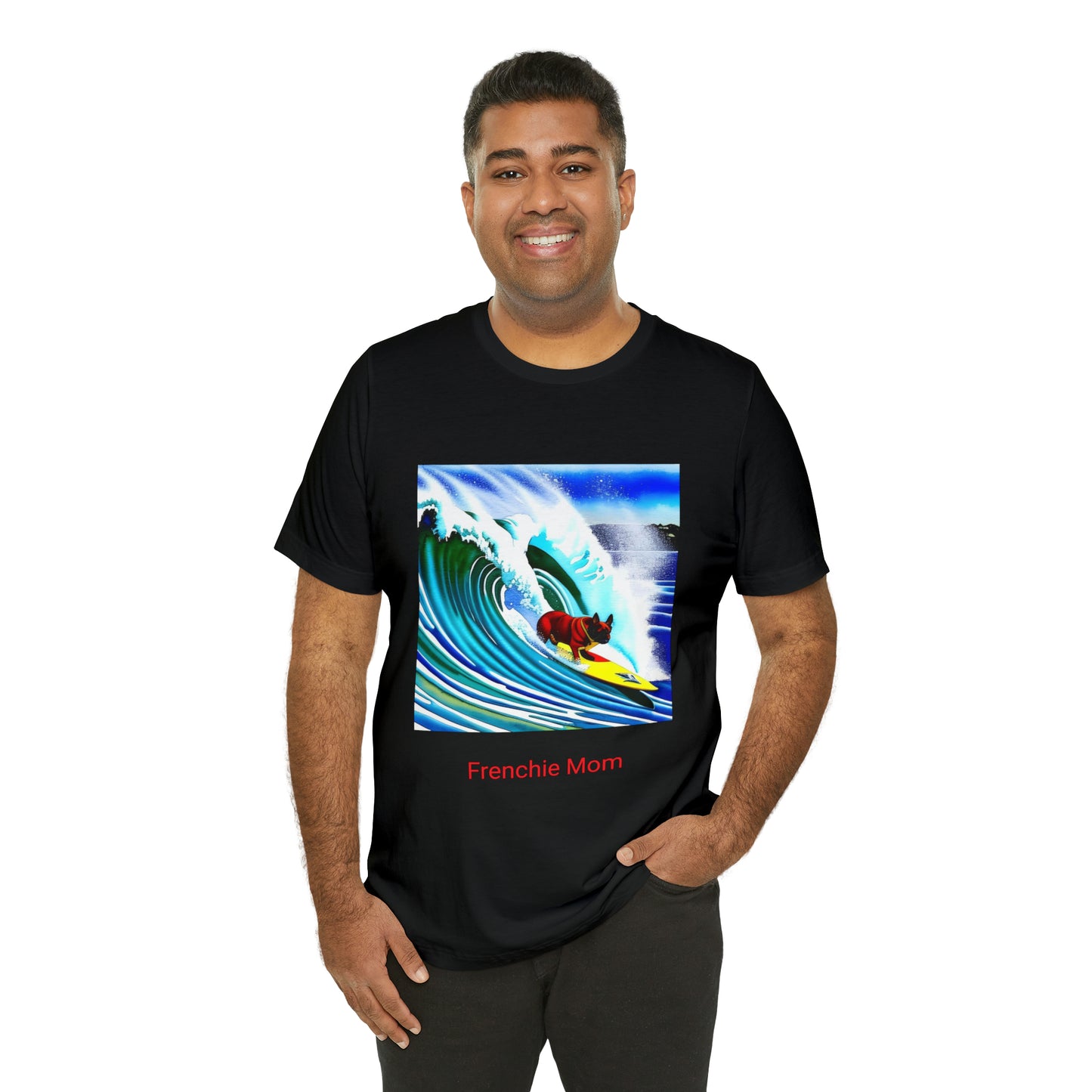 Surfing Frenchie/Frenchie Mom Unisex Jersey Short Sleeve Tee