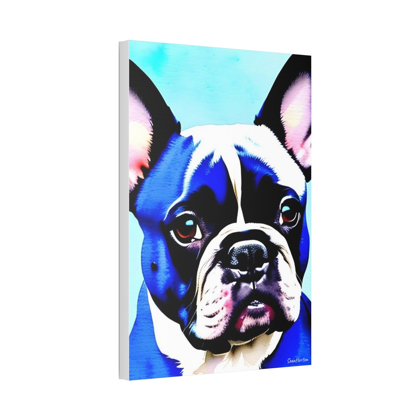 Blue Frenchie (Verticle) Canvas Stretched, 1.5''