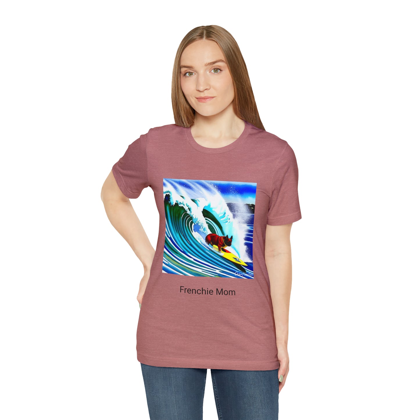 Surfing Frenchie/Frenchie Mom Unisex Jersey Short Sleeve Tee