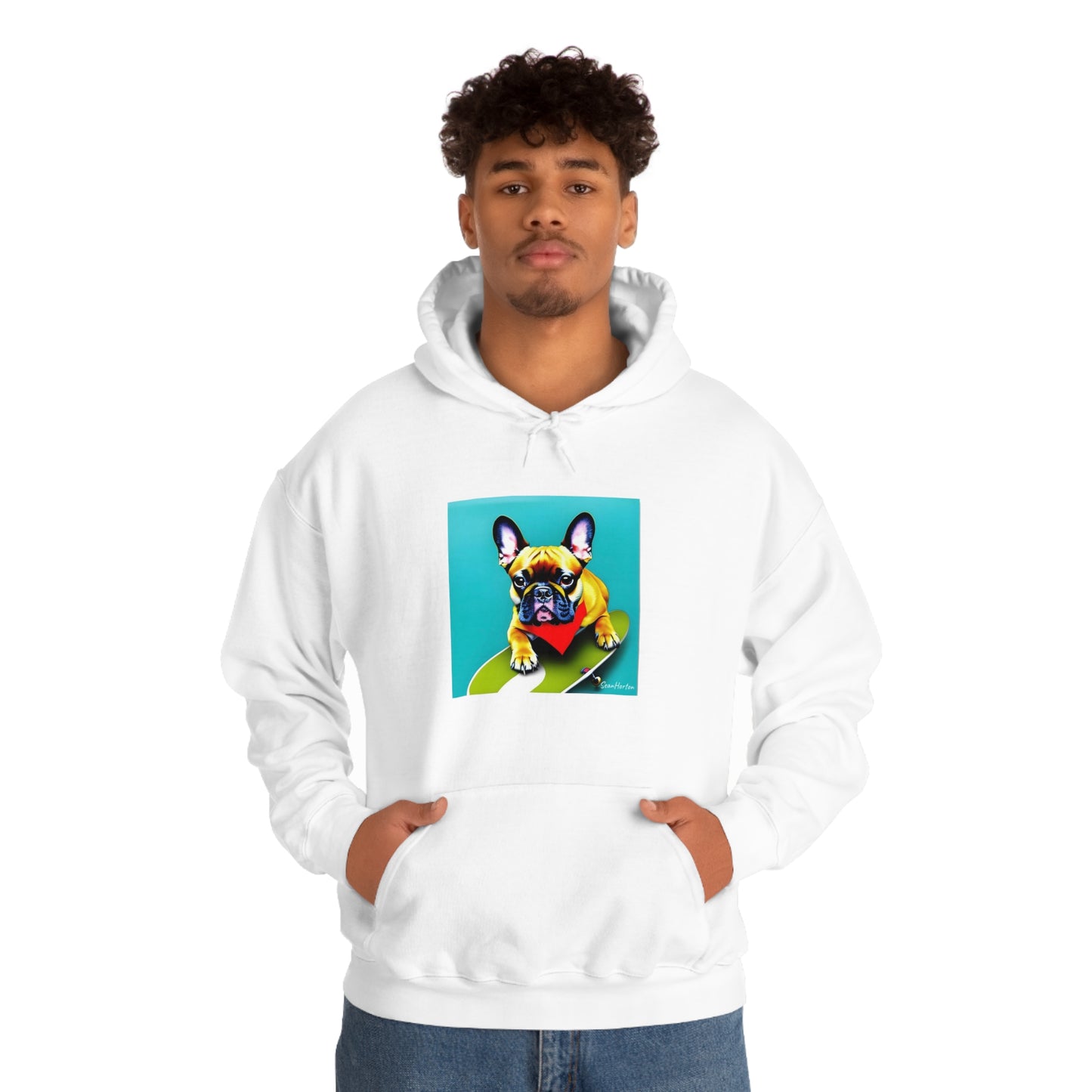 Frenchie on a Skateboard #2 Unisex Heavy Blend™ Hooded Sweatshirt