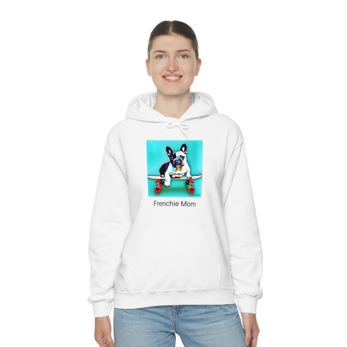 Frenchie on a Skateboard/Frenchie Mom Unisex Heavy Blend™ Hooded Sweatshirt