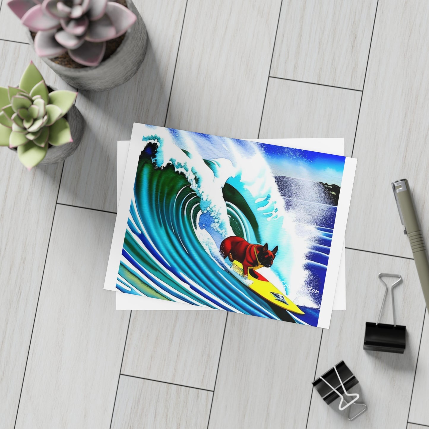 Surfing Frenchie Postcard Bundles (envelopes included)
