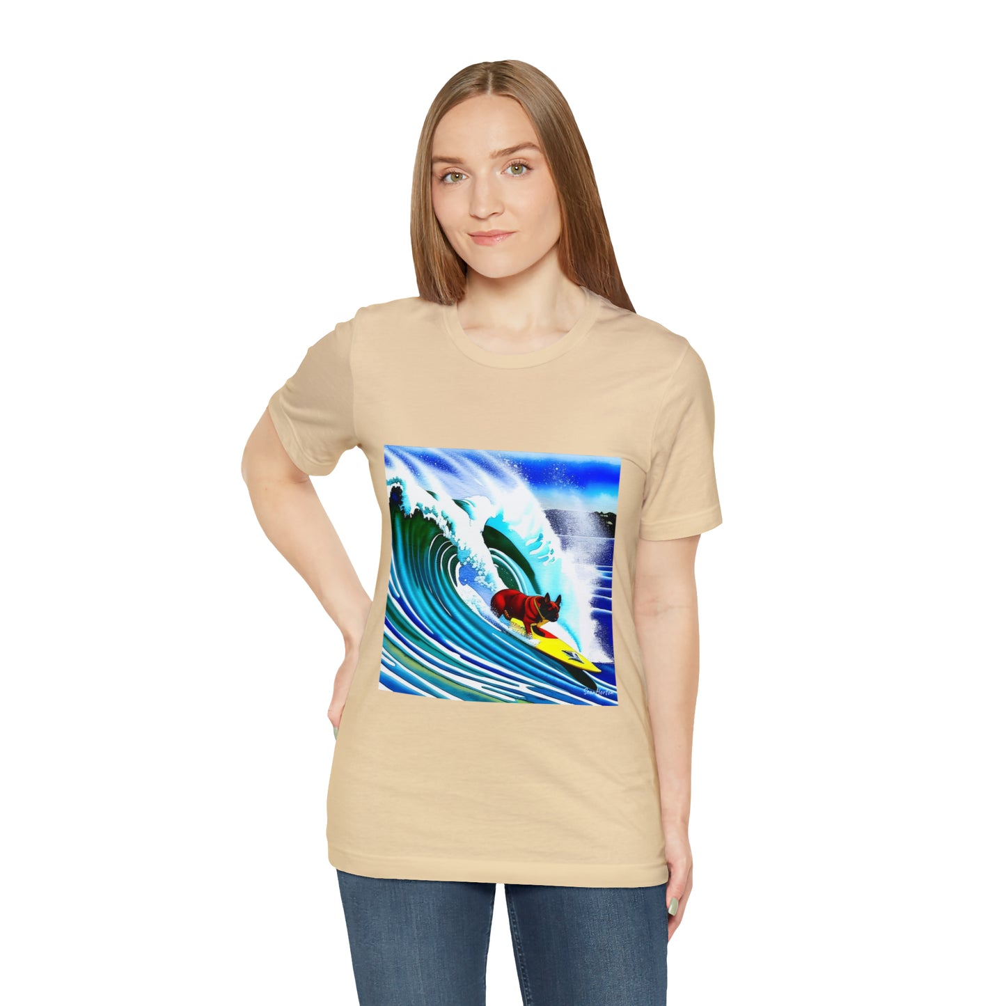 Surfing Frenchie Unisex Jersey Short Sleeve Tee