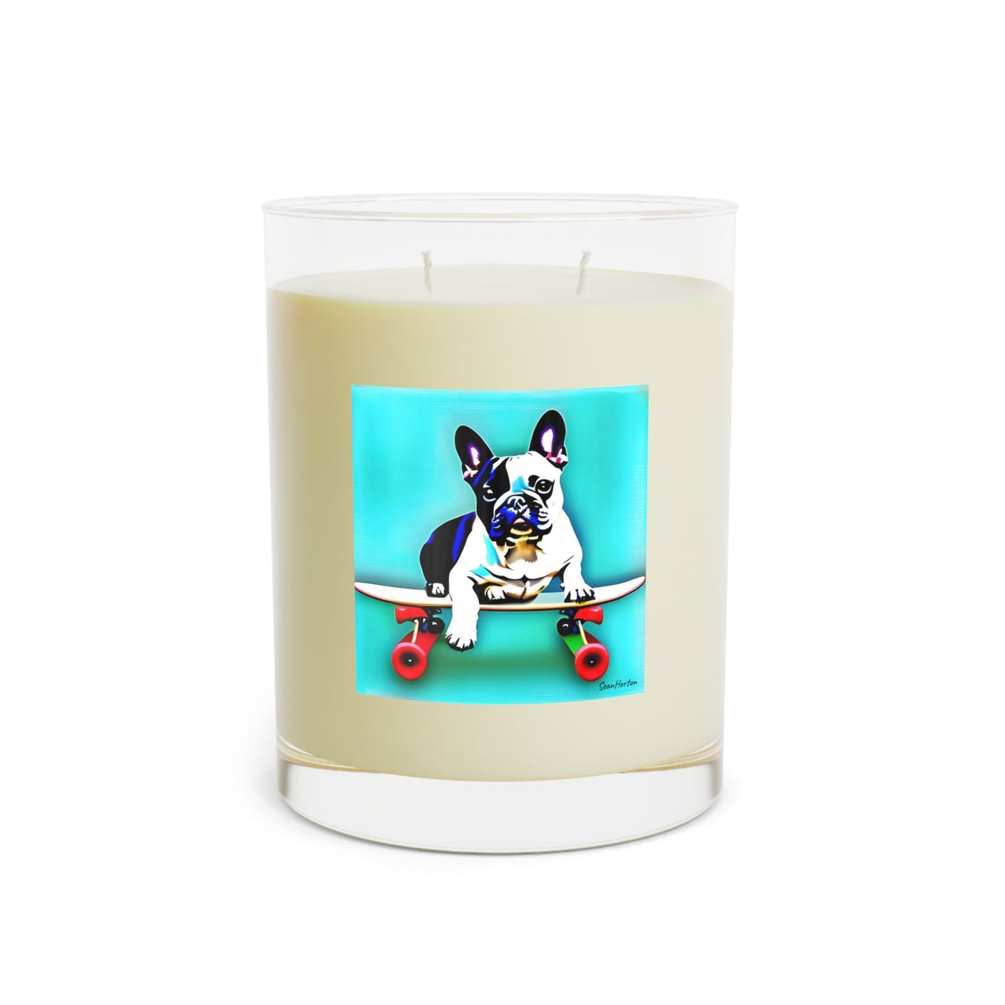 Frenchie on a Skateboard Scented Candle - Full Glass, 11oz