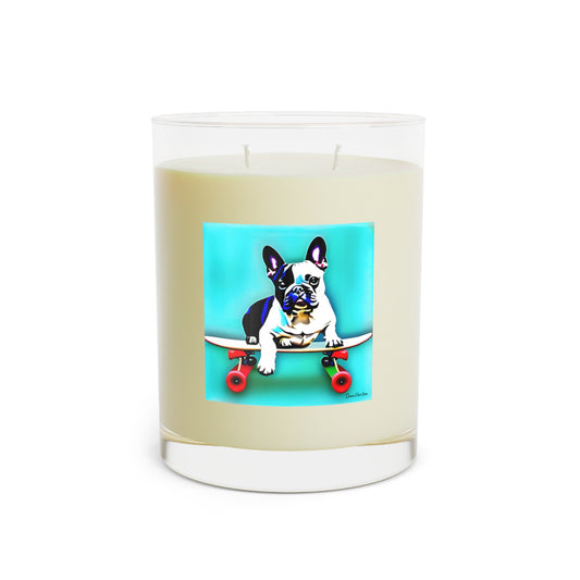 Frenchie on a Skateboard Scented Candle - Full Glass, 11oz