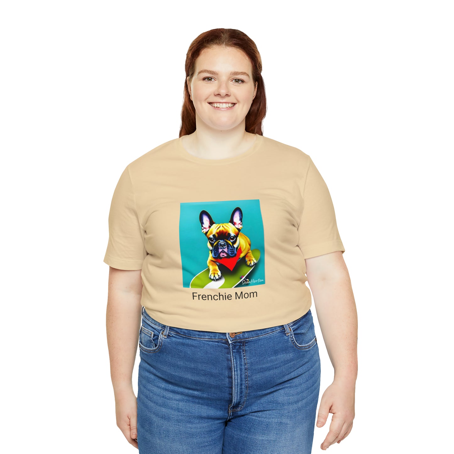 Frenchie on a Skateboard #2/Frenchie Mom Unisex Jersey Short Sleeve Tee