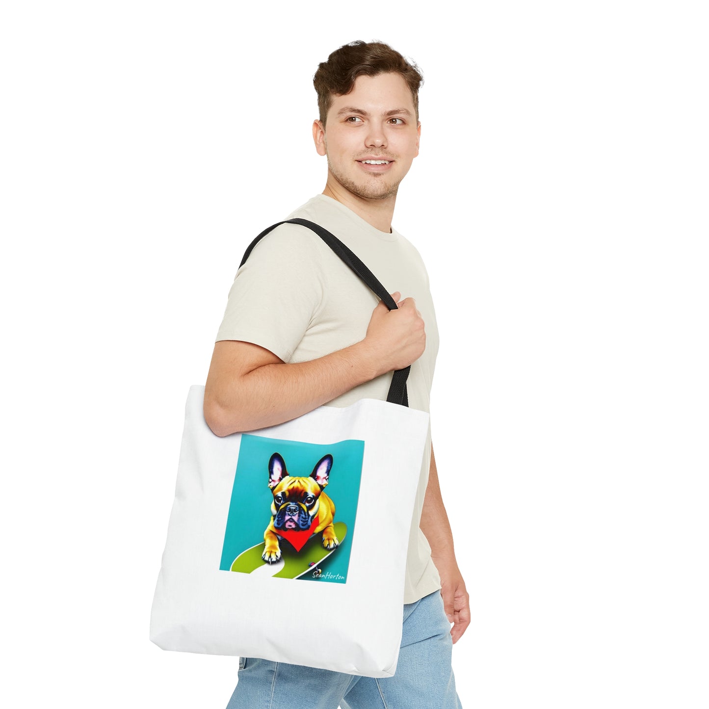 Frenchie on a Skateboard #2 Tote Bag (AOP)