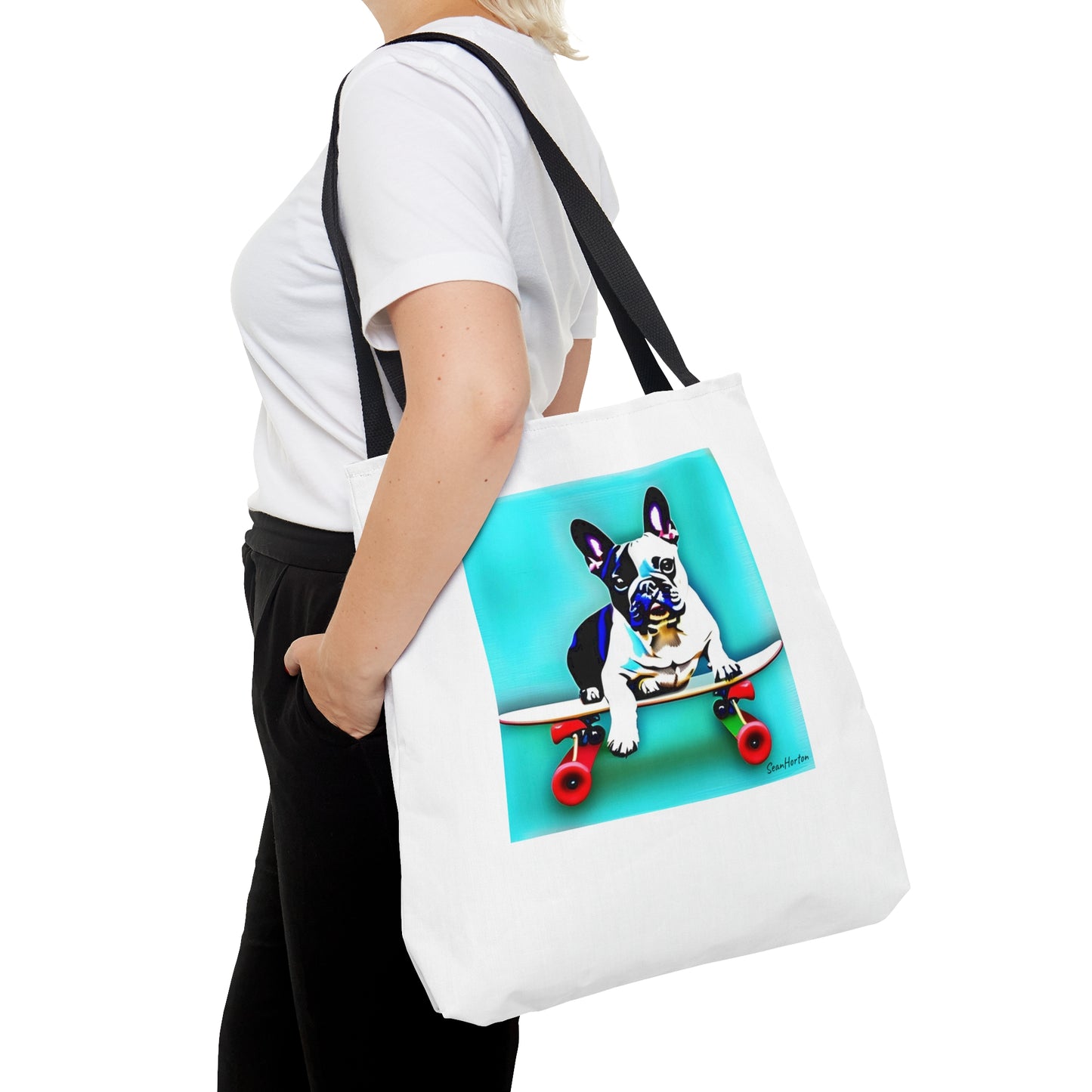 Frenchie on a Skateboard Tote Bag (AOP)