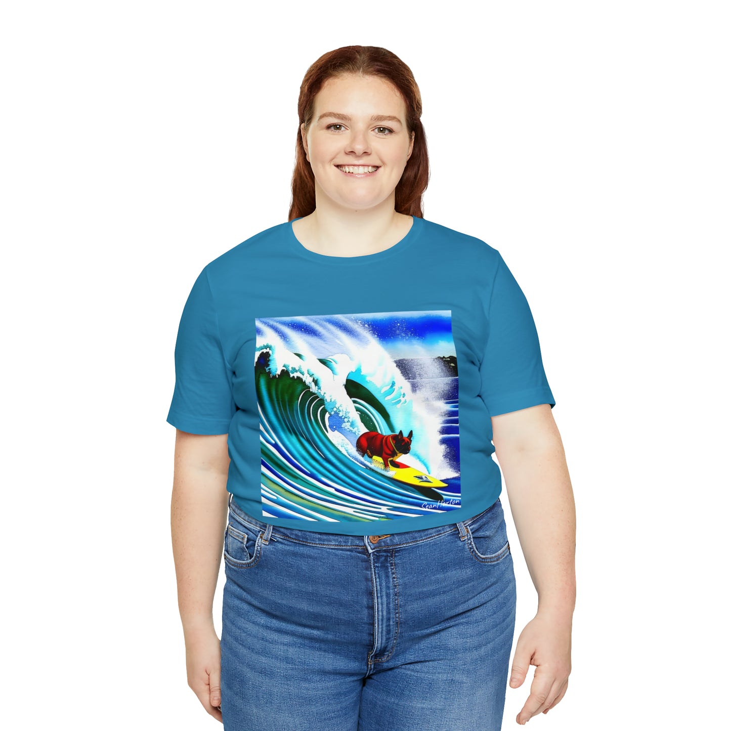 Surfing Frenchie/Frenchie Dad Unisex Jersey Short Sleeve Tee