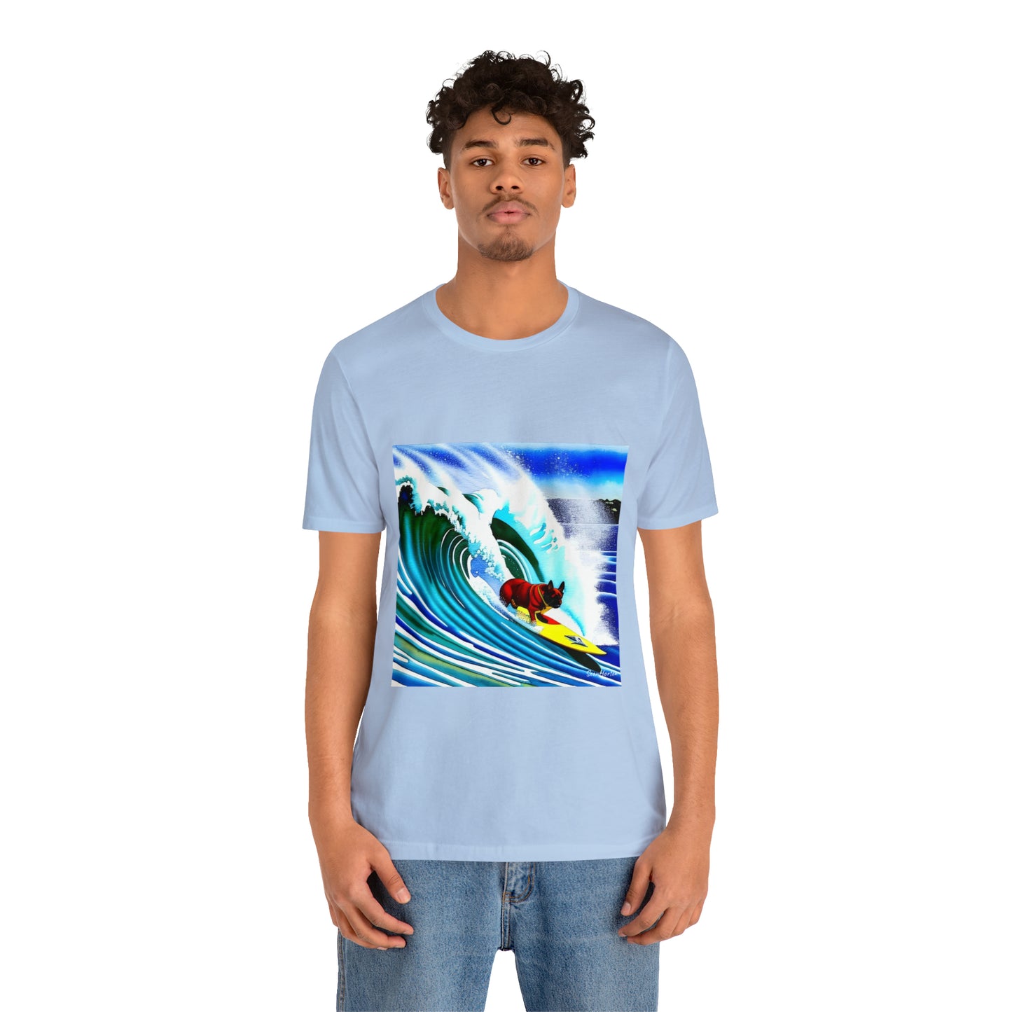 Surfing Frenchie Unisex Jersey Short Sleeve Tee