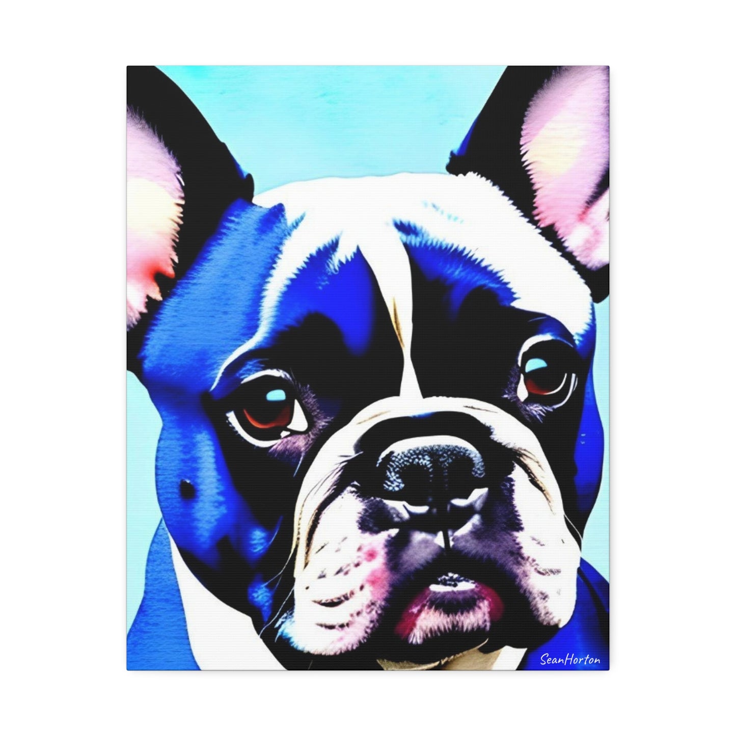 Blue Frenchie (Verticle) Canvas Stretched, 1.5''