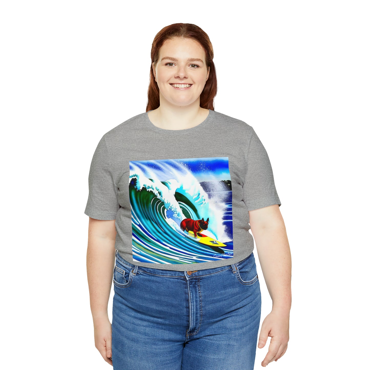 Surfing Frenchie/Frenchie Dad Unisex Jersey Short Sleeve Tee