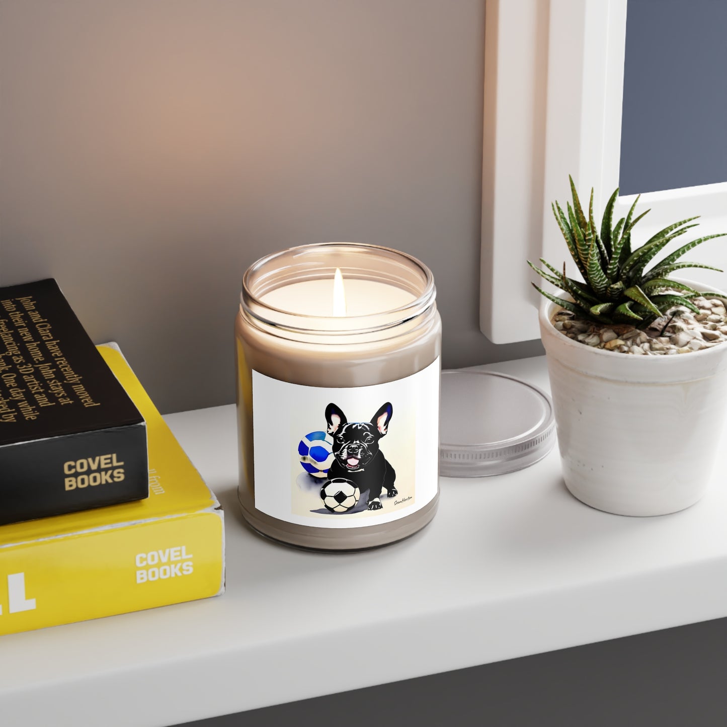 Frenchie with a Soccer Ball Scented Candles, 9oz