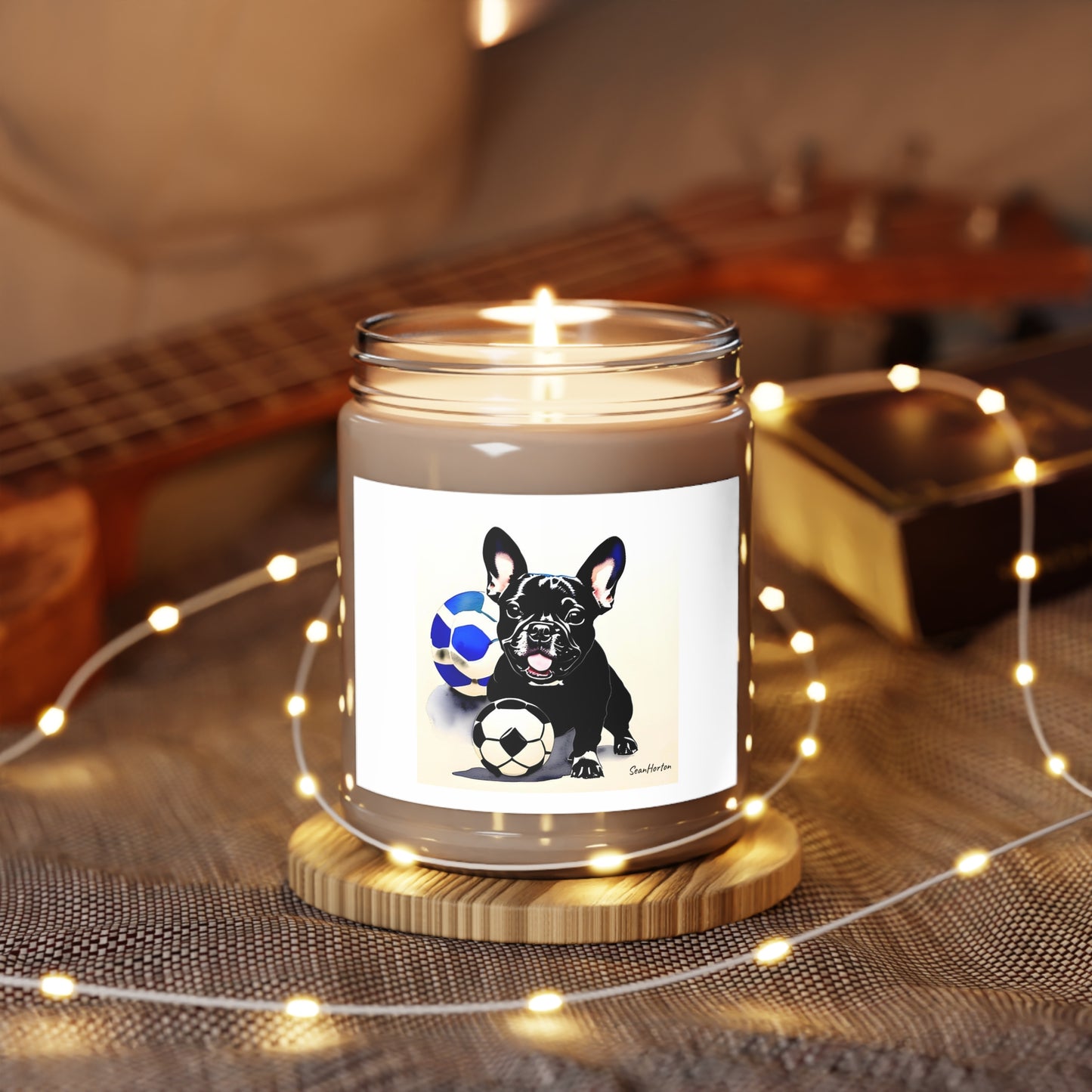 Frenchie with a Soccer Ball Scented Candles, 9oz
