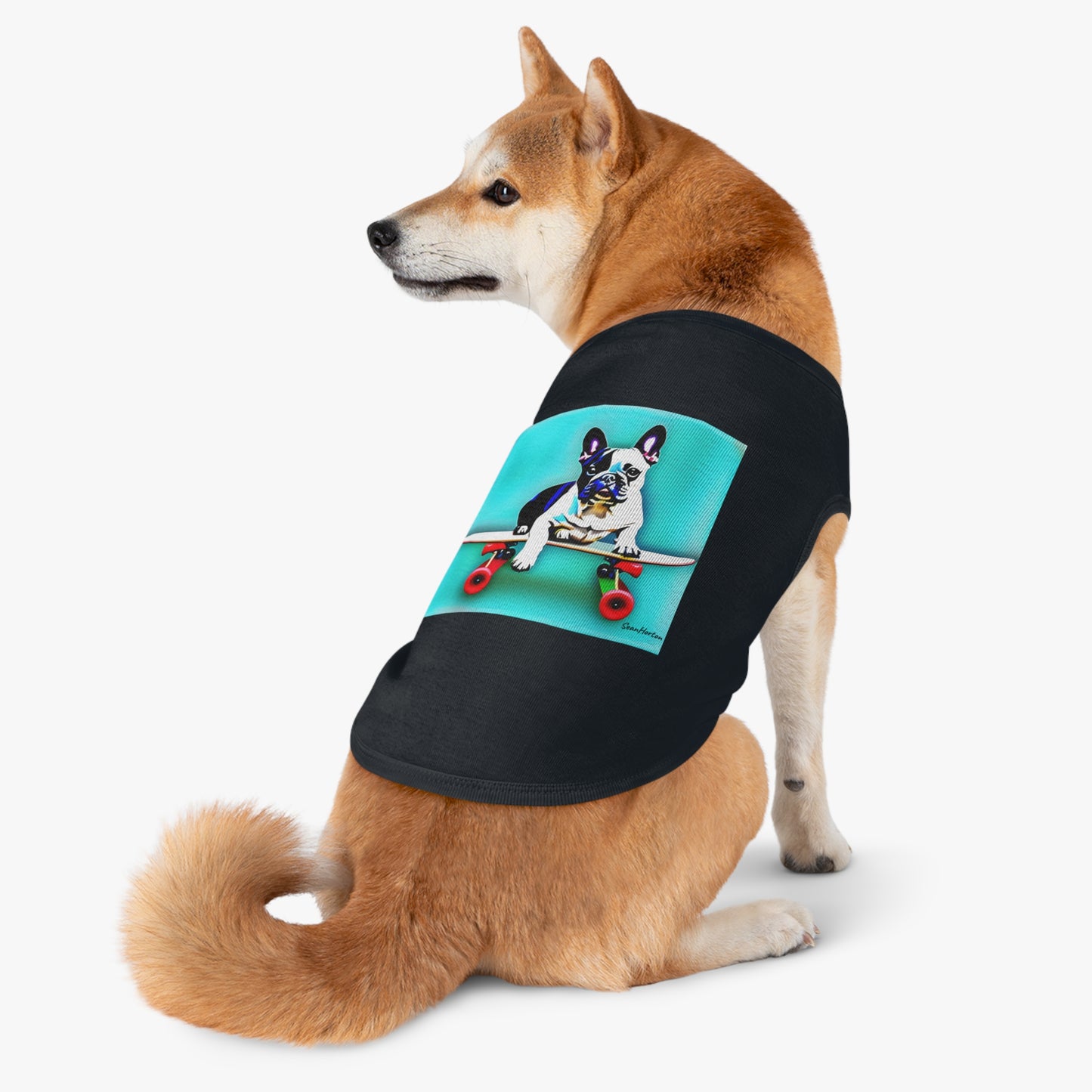 Frenchie on a Skateboard Pet Tank Top