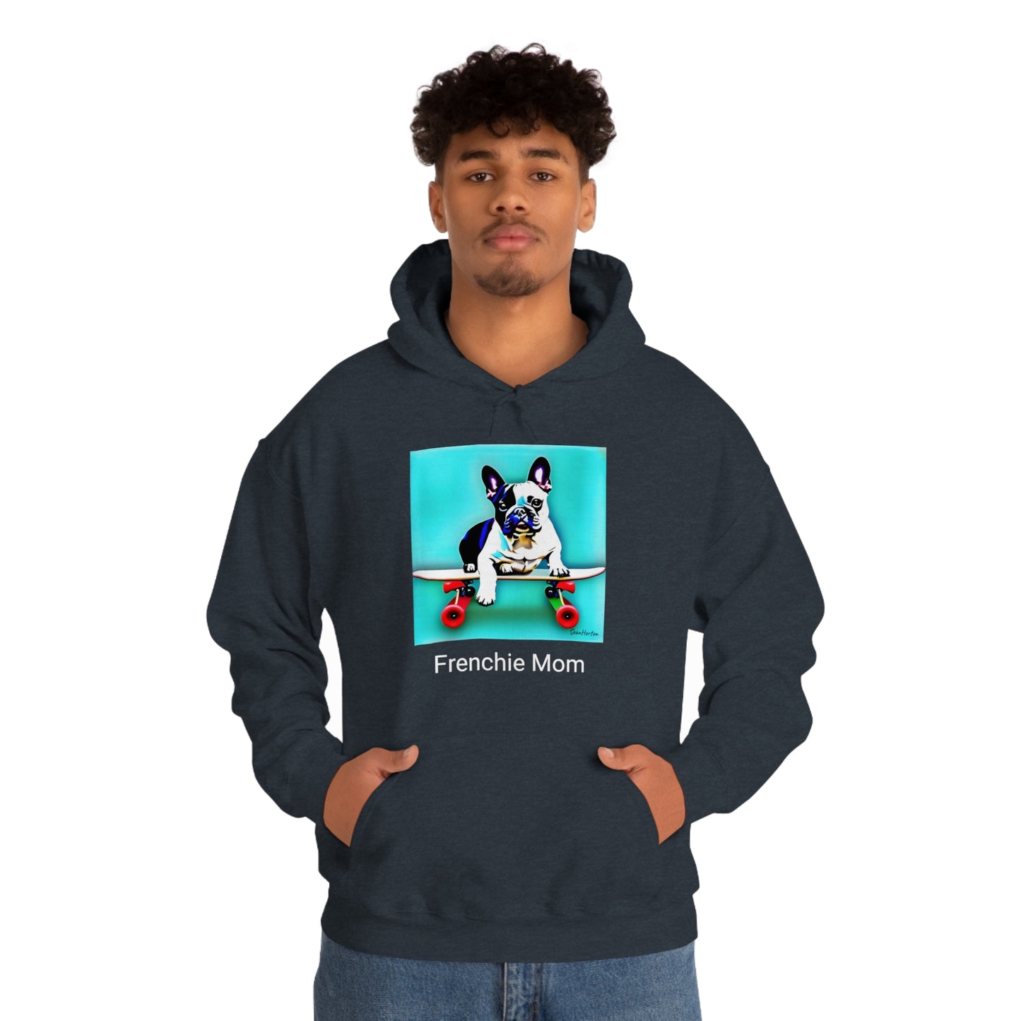 Frenchie on a Skateboard/Frenchie Mom Unisex Heavy Blend™ Hooded Sweatshirt