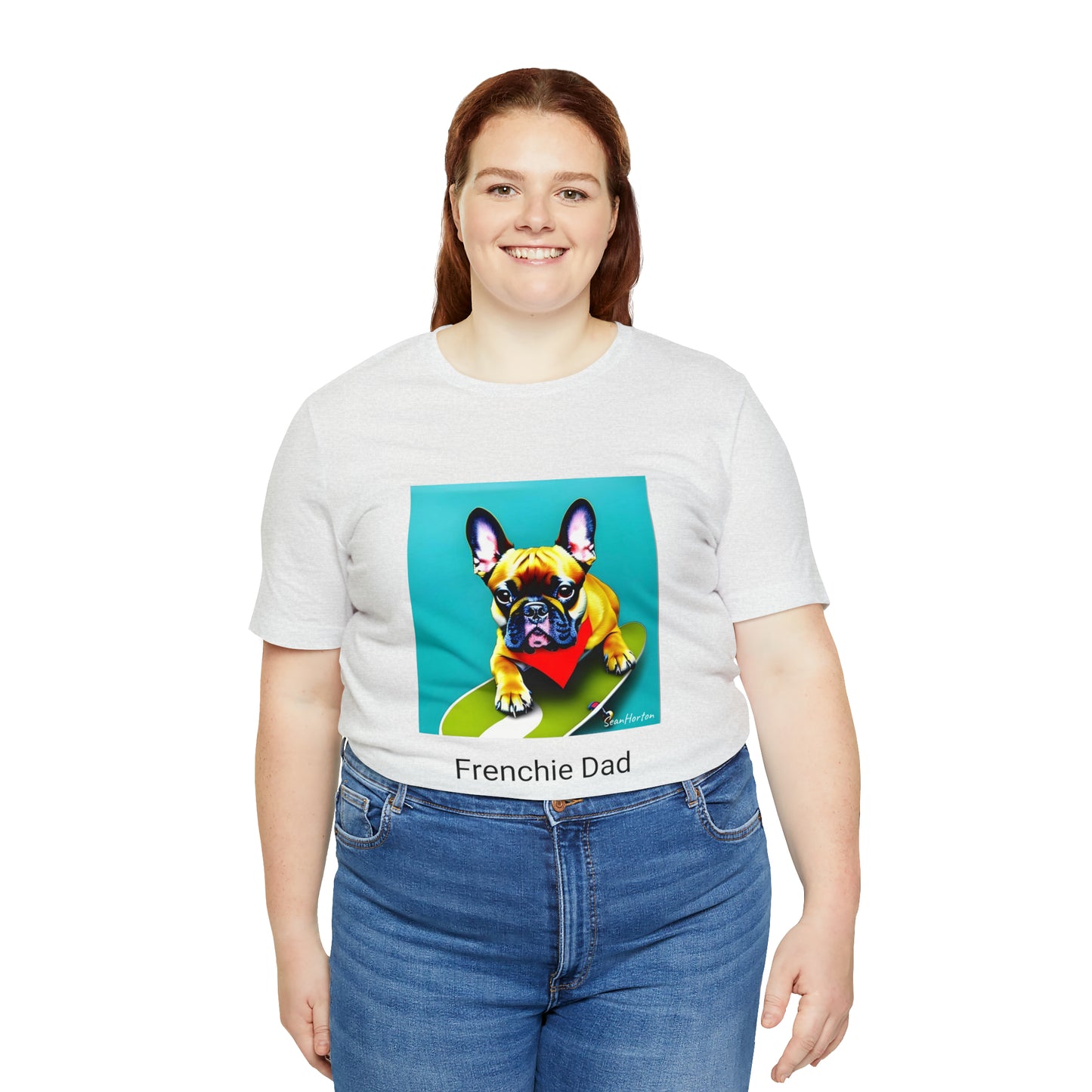 Frenchie on a Skateboard #2/Frenchie Dad Unisex Jersey Short Sleeve Tee
