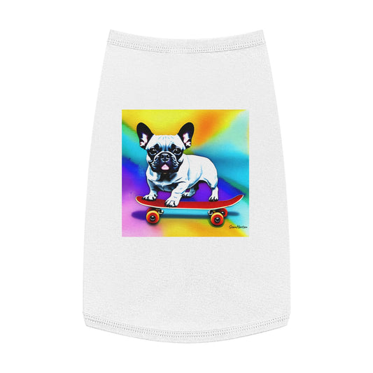 Frenchie on a Skateboard #3 Pet Tank Top