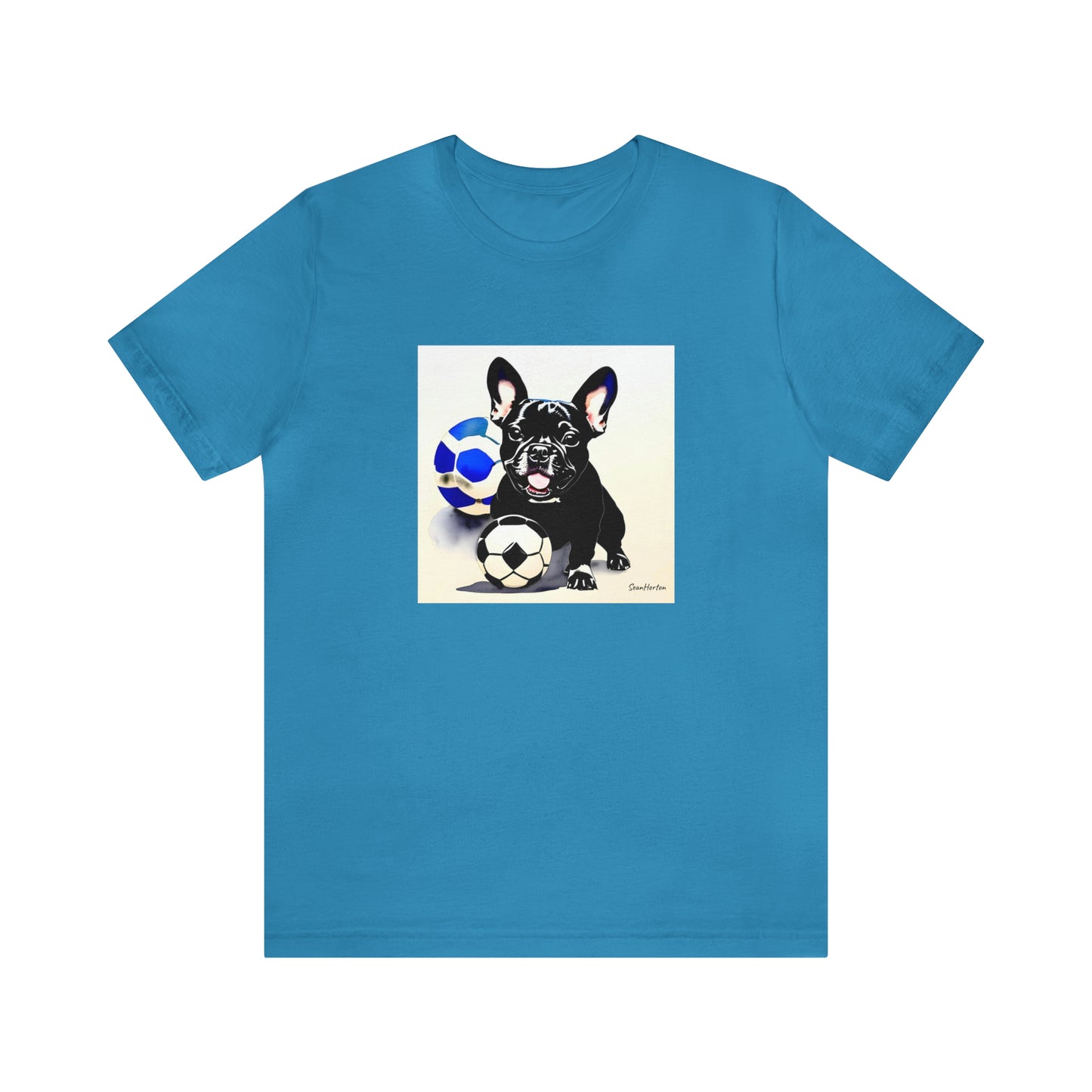 Frenchie with Soccer Ball Unisex Jersey Short Sleeve Tee