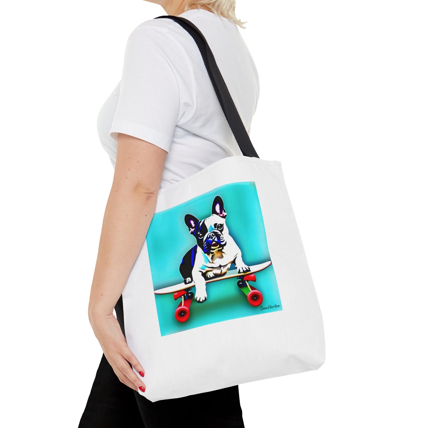 Frenchie on a Skateboard Tote Bag (AOP)