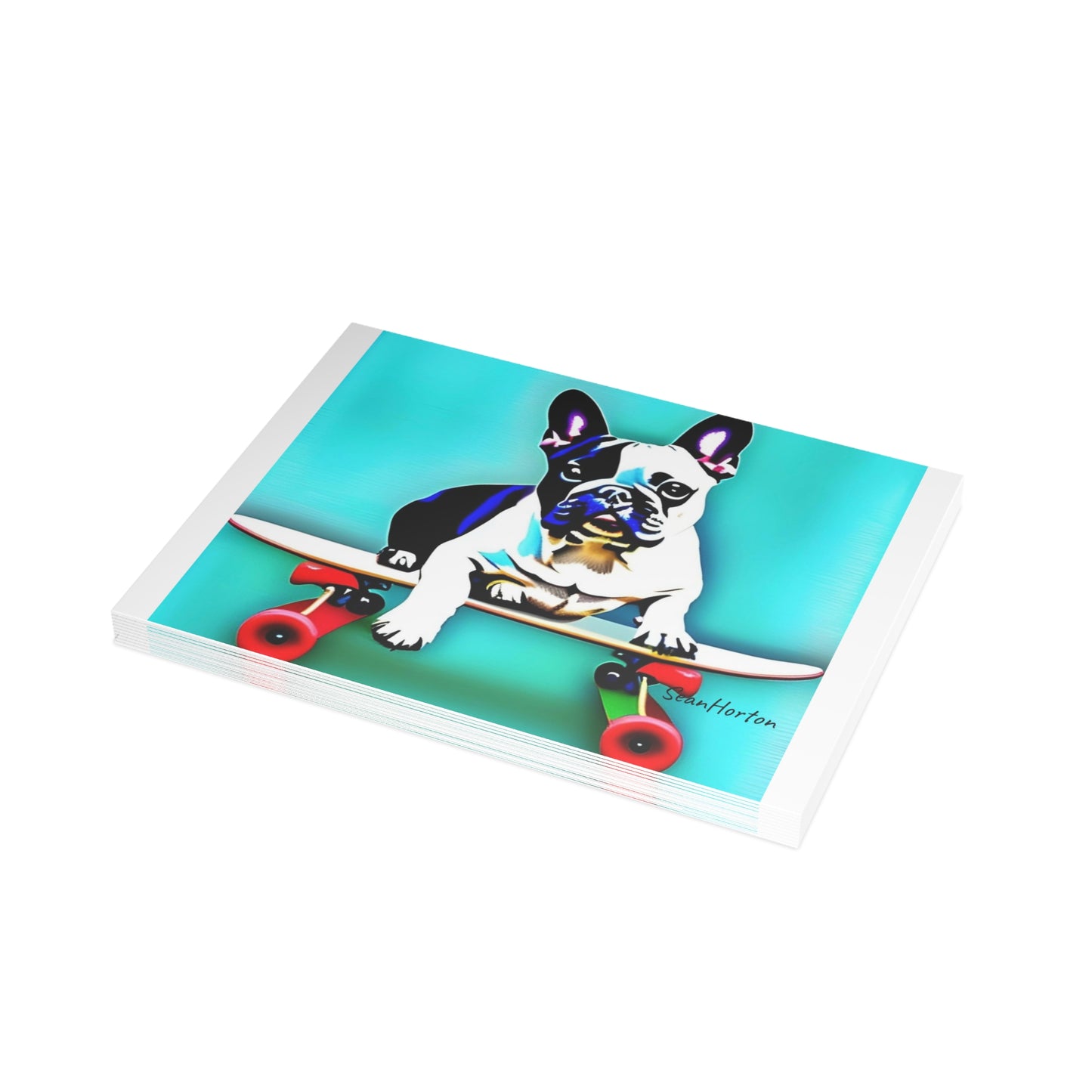 Frenchie on a Skateboard Postcard Bundles (envelopes included)