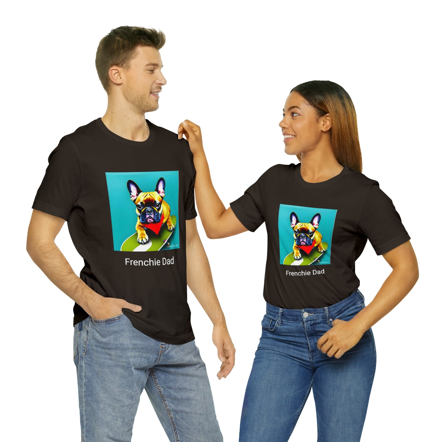 Frenchie on a Skateboard #2/Frenchie Dad Unisex Jersey Short Sleeve Tee