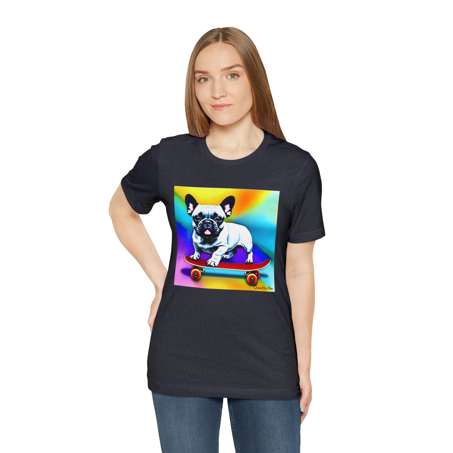 Frenchie on a Skateboard #3 Unisex Jersey Short Sleeve Tee