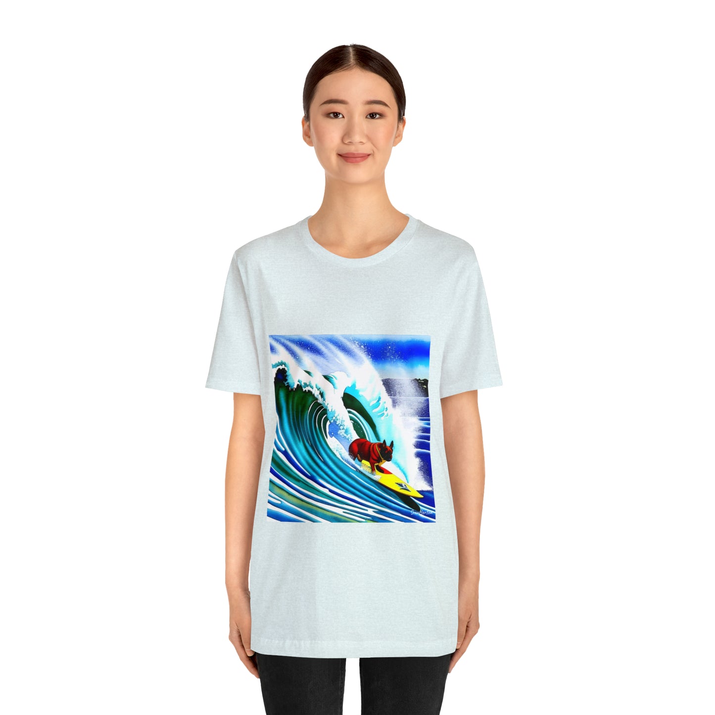 Surfing Frenchie Unisex Jersey Short Sleeve Tee