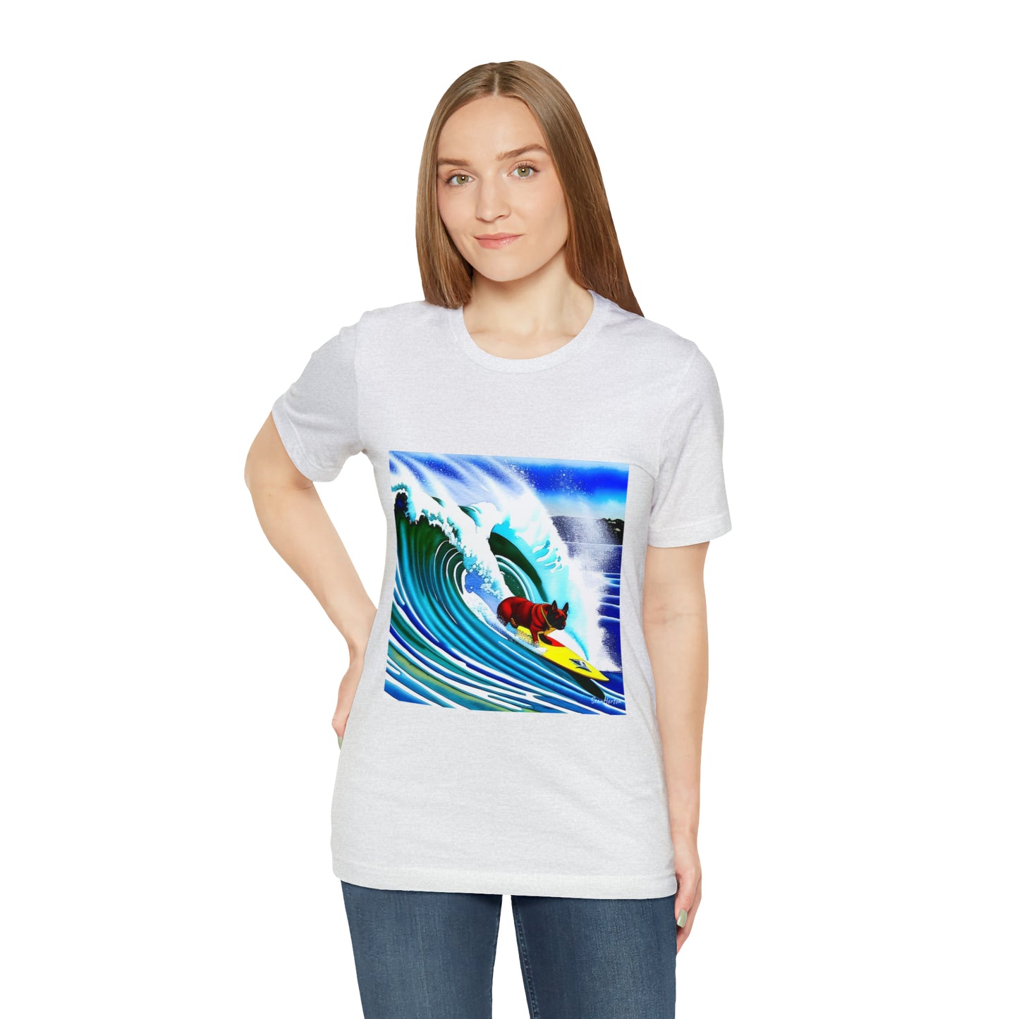 Surfing Frenchie Unisex Jersey Short Sleeve Tee