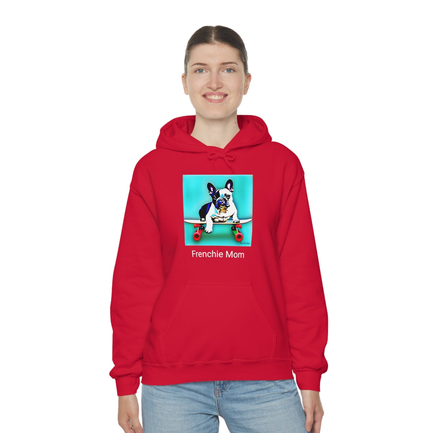 Frenchie on a Skateboard/Frenchie Mom Unisex Heavy Blend™ Hooded Sweatshirt