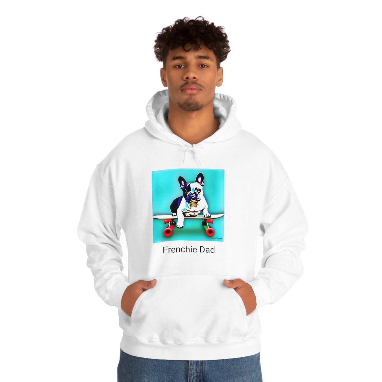 Frenchie on a Skateboard/Frenchie Dad Unisex Heavy Blend™ Hooded Sweatshirt