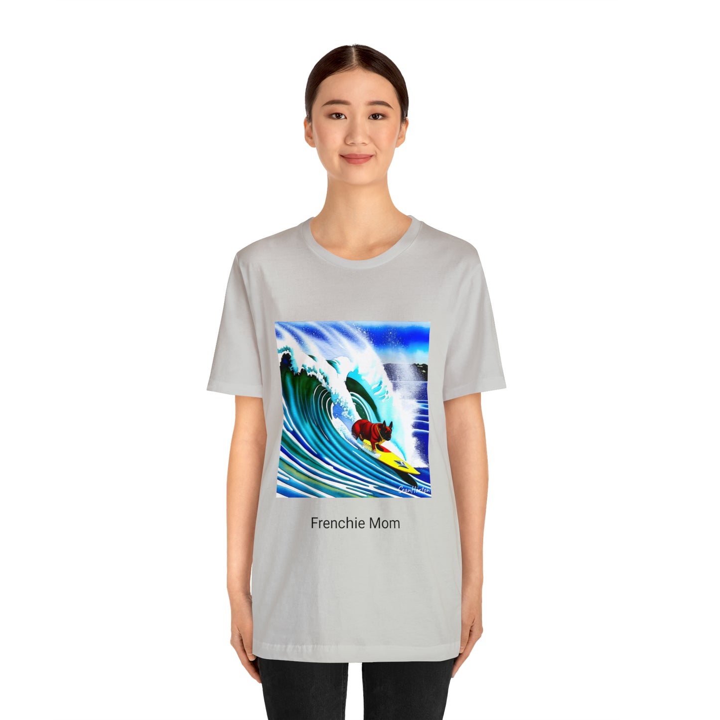 Surfing Frenchie/Frenchie Mom Unisex Jersey Short Sleeve Tee
