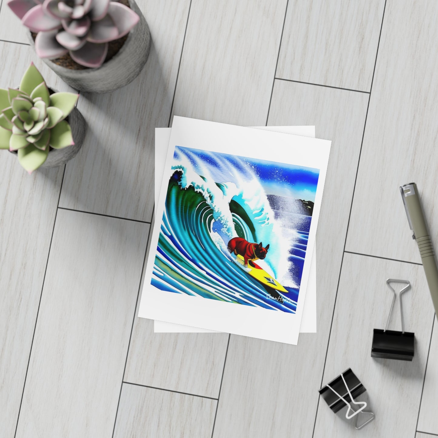 Surfing Frenchie Postcard Bundles (envelopes included)