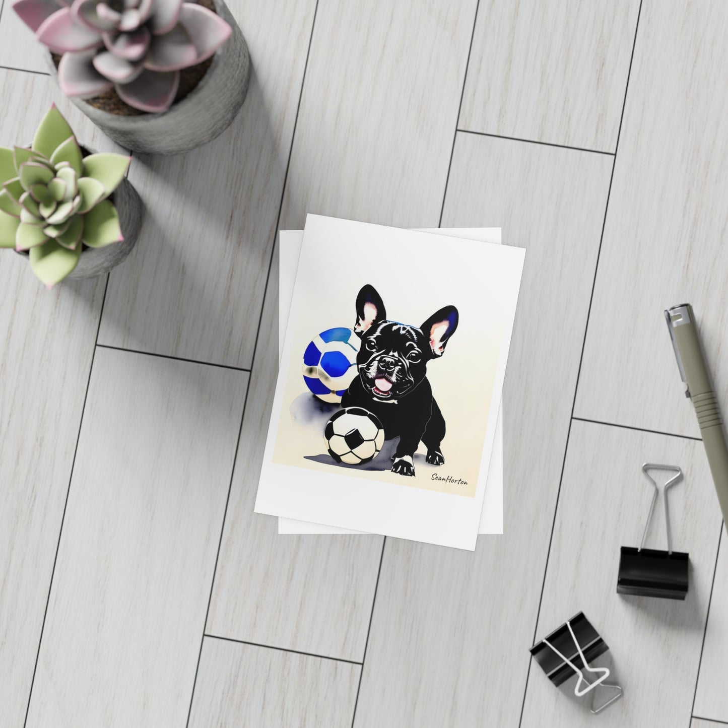 Frenchie with a Soccer Ball Postcard Bundles (envelopes included)