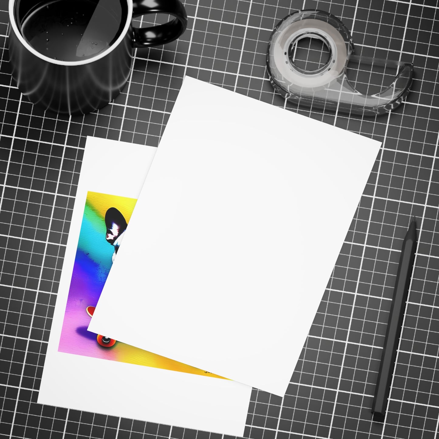 Frenchie on a Skateboard #3 Postcard Bundles (envelopes included)