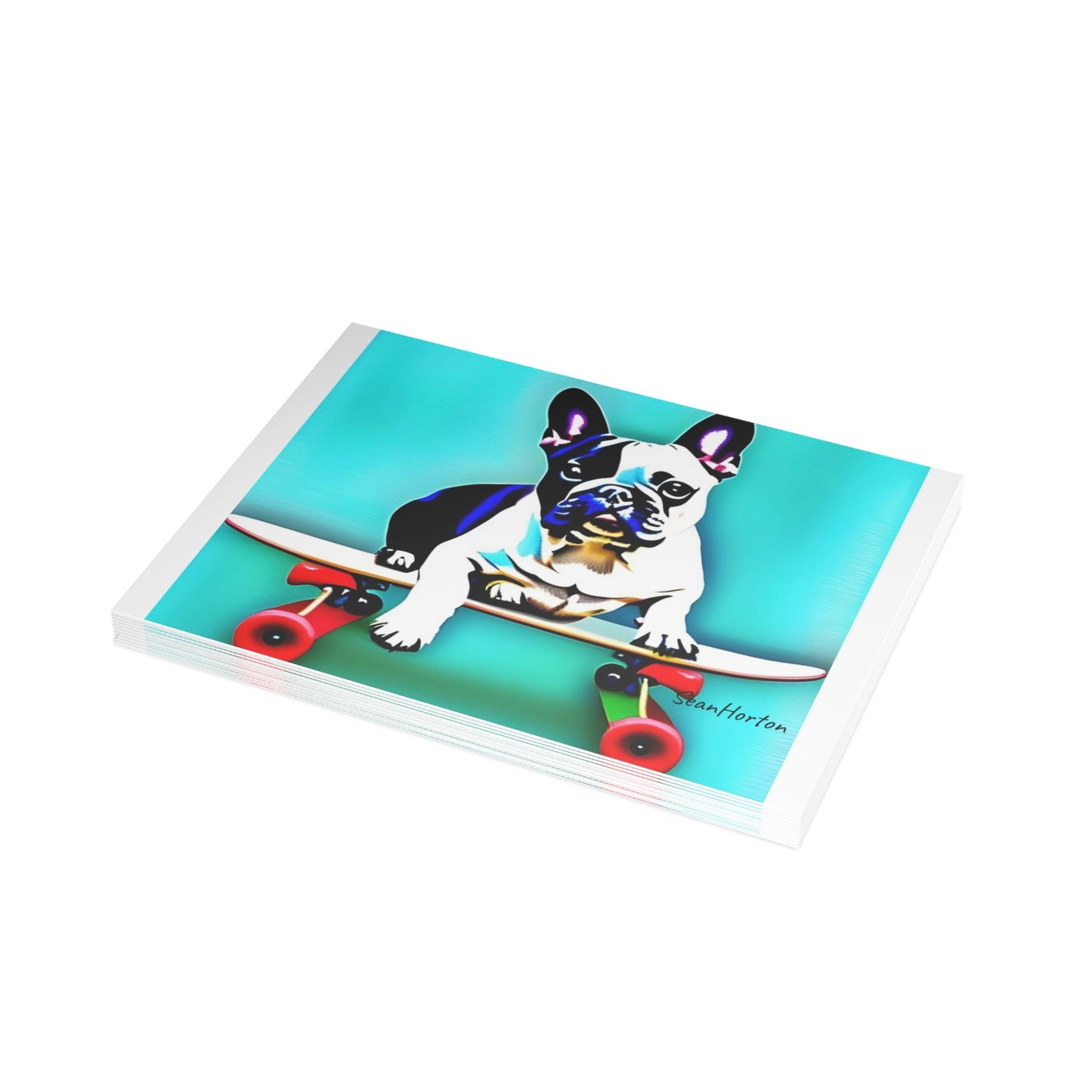 Frenchie on a Skateboard Postcard Bundles (envelopes included)