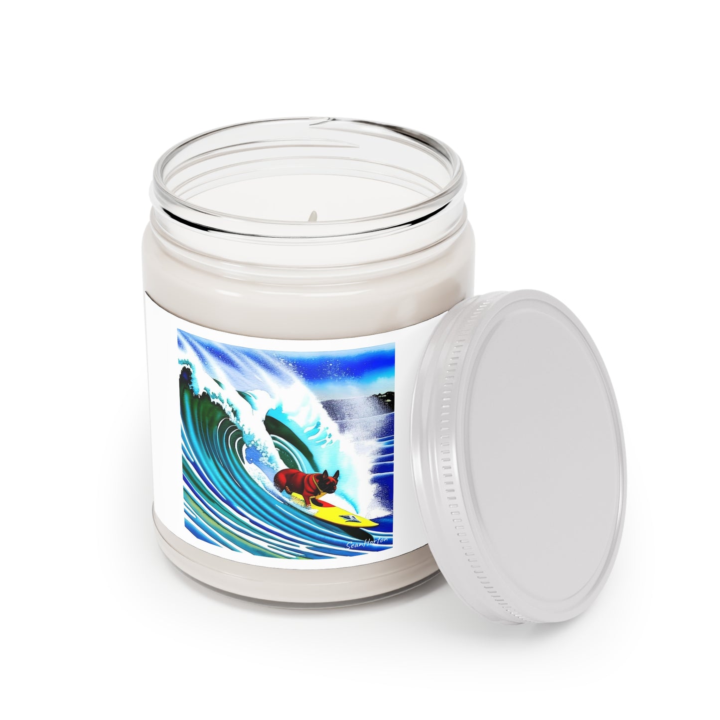 Surfing Frenchie Scented Candles, 9oz