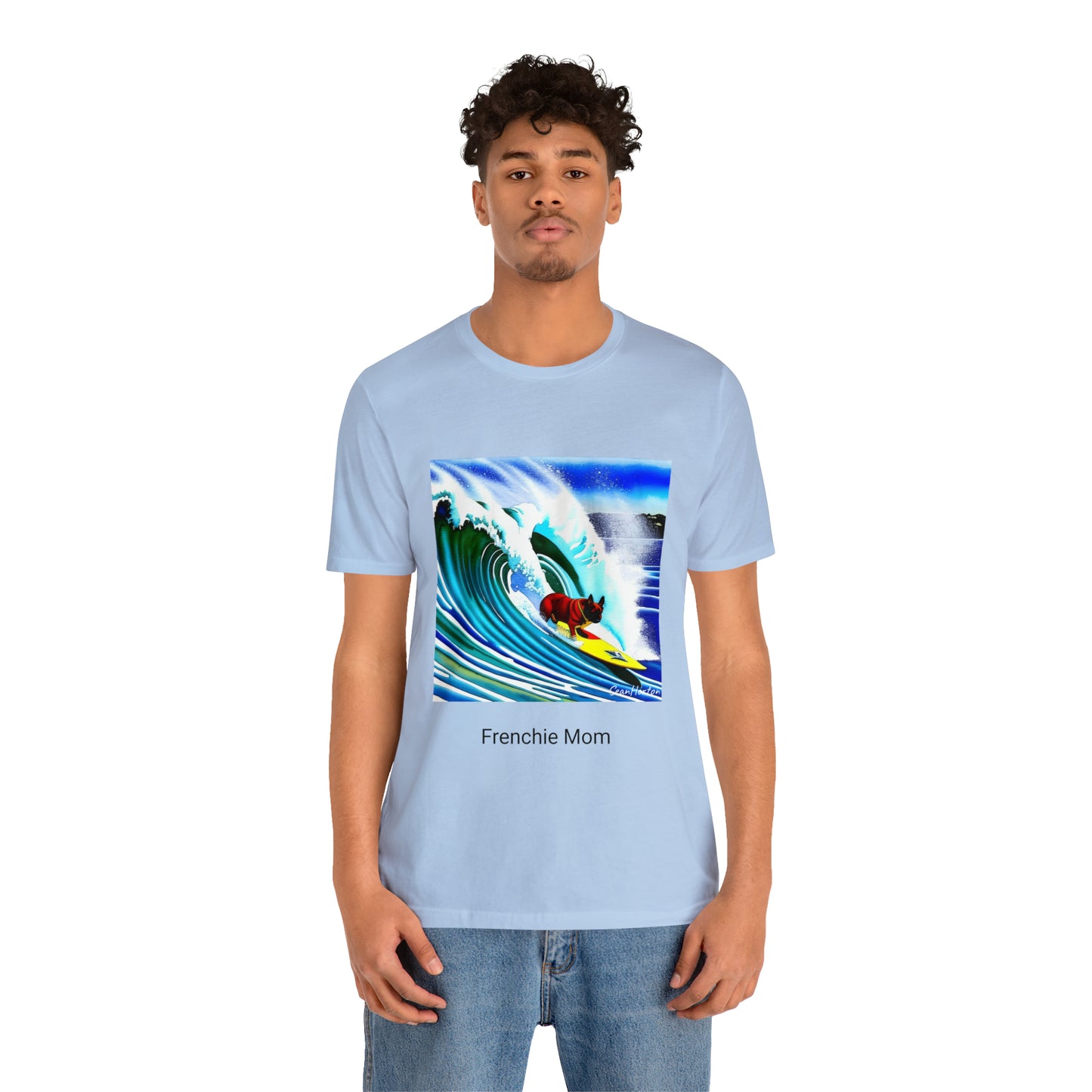 Surfing Frenchie/Frenchie Mom Unisex Jersey Short Sleeve Tee