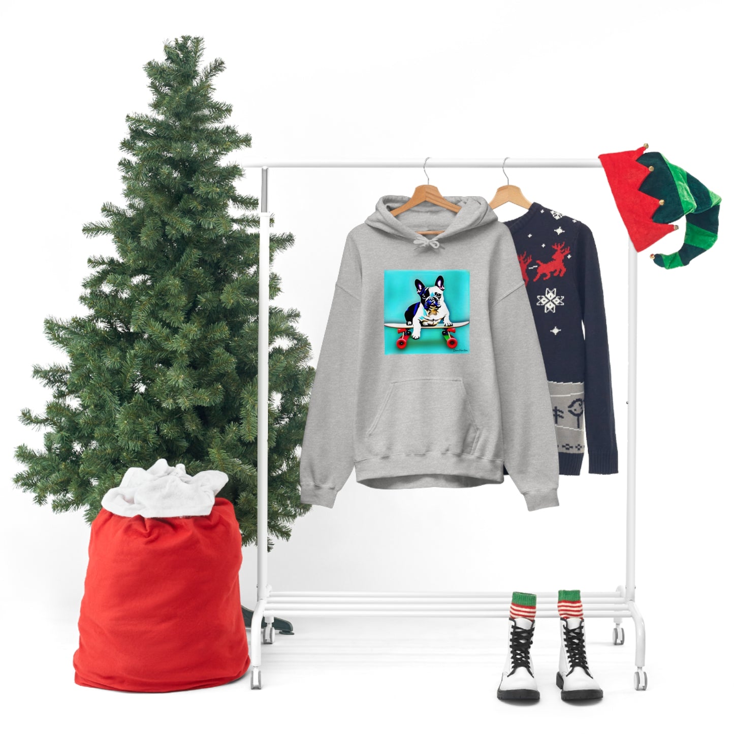 Frenchie on a Skateboard Unisex Heavy Blend™ Hooded Sweatshirt