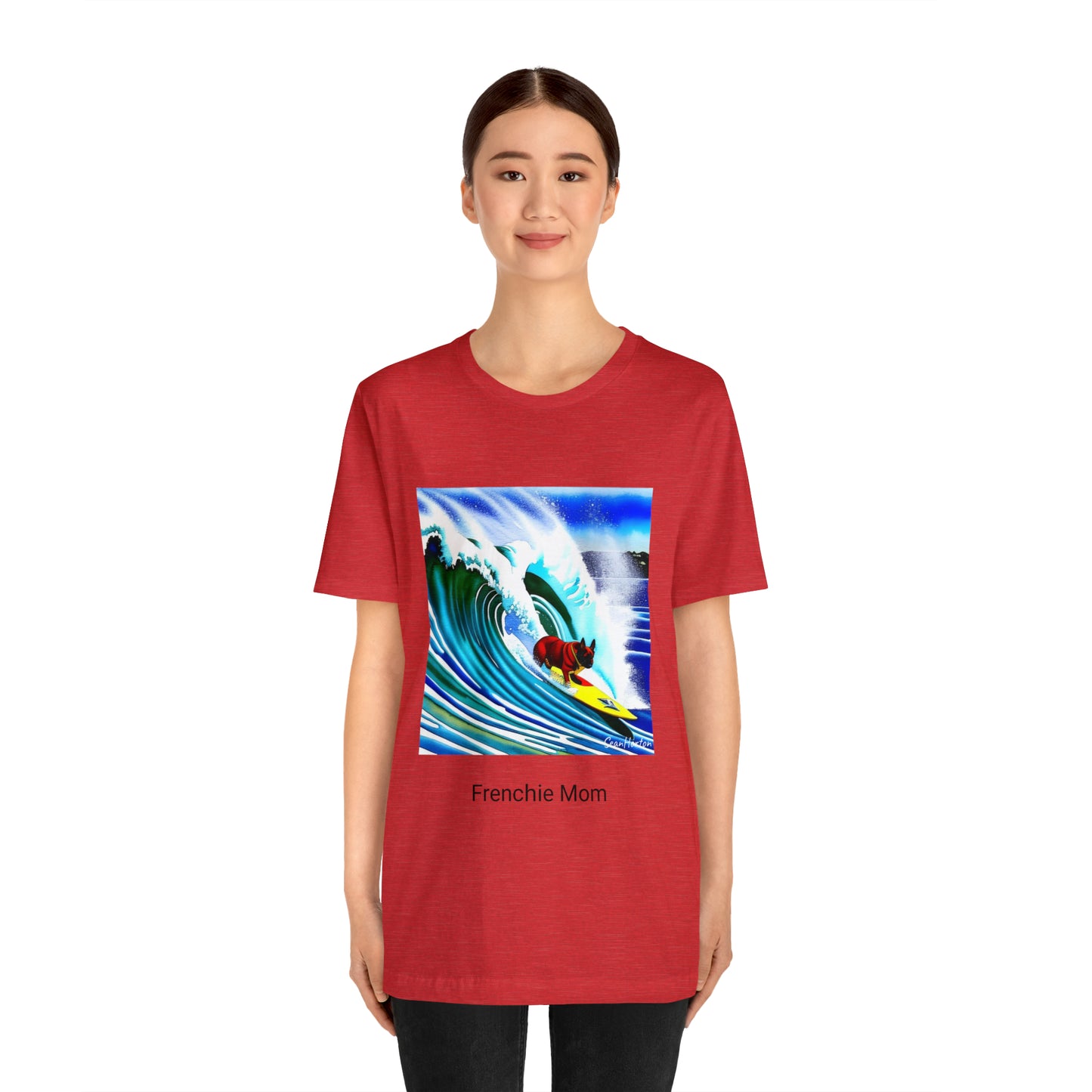 Surfing Frenchie/Frenchie Mom Unisex Jersey Short Sleeve Tee