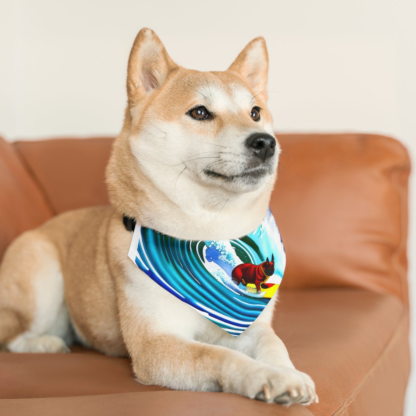 Surfing Frenchie Pet Bandana Collar