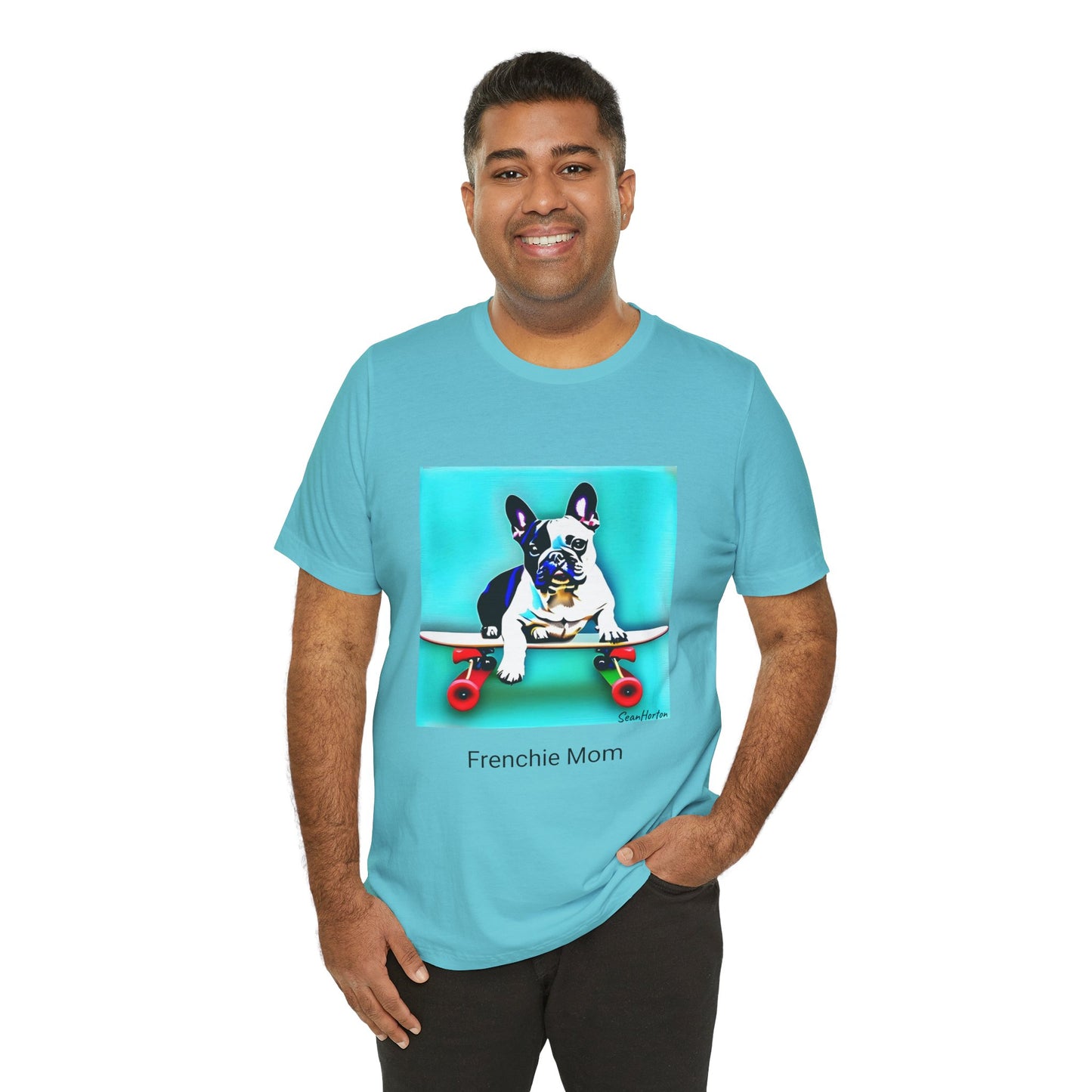 Frenchie on a Skateboard/Frenchie Mom Unisex Jersey Short Sleeve Tee