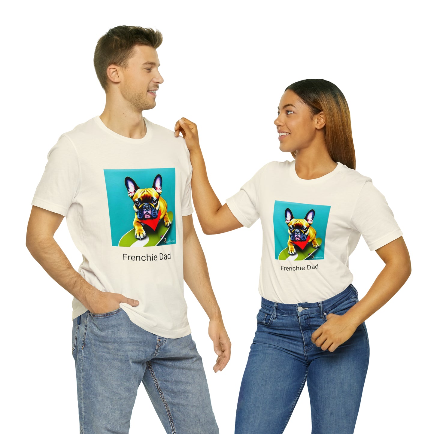 Frenchie on a Skateboard #2/Frenchie Dad Unisex Jersey Short Sleeve Tee